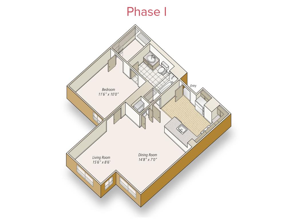 1 bed |  1 bath |  "apartment"